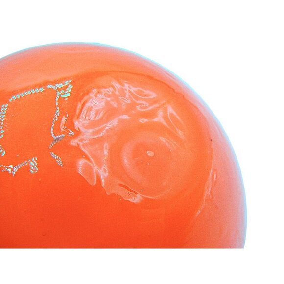 Vintage Murano Glass Orange Fruit Decor Stem Leaf Dimples Bright Orange 3x3" - Picture 5 of 12